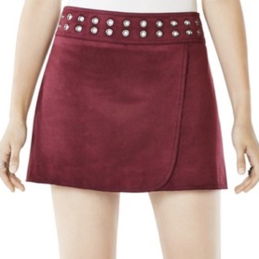 BCBGMAXAZRIA Bordeaux Dorthy Faux-suede Skirt